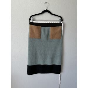 COS Pencil Skirt Size M Colorblock Blue/Green, Forest Green & Camel Pocket